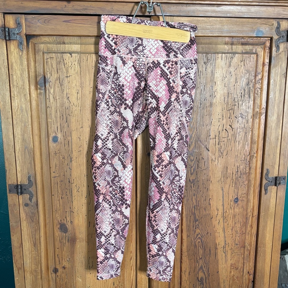 Old Navy Pink and Brown Snake Print Leggings